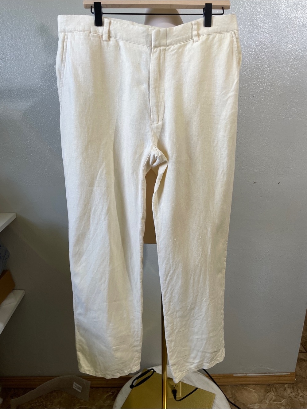 Polo Ralph Lauren Butter Yellow Linen Pants Flat Front Preppy Classic Luxe 36/30